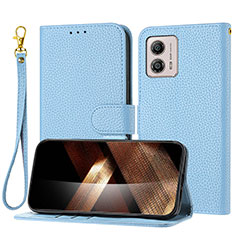 Funda de Cuero Cartera con Soporte Carcasa Y09X para Motorola Moto G53j 5G Azul