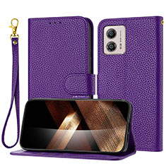 Funda de Cuero Cartera con Soporte Carcasa Y09X para Motorola Moto G53j 5G Morado