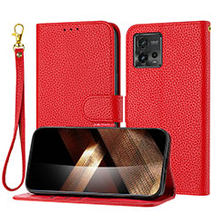 Funda de Cuero Cartera con Soporte Carcasa Y09X para Motorola Moto G72 Rojo