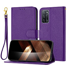 Funda de Cuero Cartera con Soporte Carcasa Y09X para Oppo A55 5G Morado