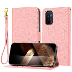 Funda de Cuero Cartera con Soporte Carcasa Y09X para Oppo A74 5G Oro Rosa