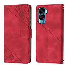 Funda de Cuero Cartera con Soporte Carcasa YB1 para Huawei Honor 90 Lite 5G Rojo