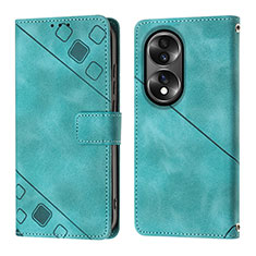 Funda de Cuero Cartera con Soporte Carcasa YB1 para Huawei Honor X7b Verde