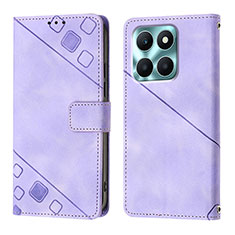 Funda de Cuero Cartera con Soporte Carcasa YB1 para Huawei Honor X8b Morado