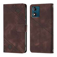 Funda de Cuero Cartera con Soporte Carcasa YB1 para Motorola Moto E13 Marron