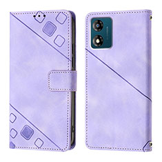 Funda de Cuero Cartera con Soporte Carcasa YB1 para Motorola Moto E13 Morado