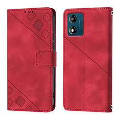 Funda de Cuero Cartera con Soporte Carcasa YB1 para Motorola Moto E13 Rojo