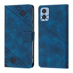 Funda de Cuero Cartera con Soporte Carcasa YB1 para Motorola Moto E22 Azul