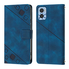 Funda de Cuero Cartera con Soporte Carcasa YB1 para Motorola Moto E22i Azul