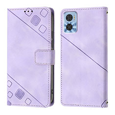 Funda de Cuero Cartera con Soporte Carcasa YB1 para Motorola Moto E22i Morado