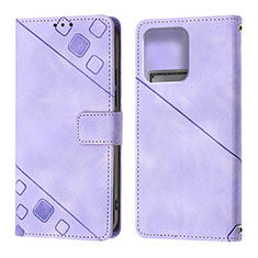 Funda de Cuero Cartera con Soporte Carcasa YB1 para Motorola Moto Edge 40 Pro 5G Morado