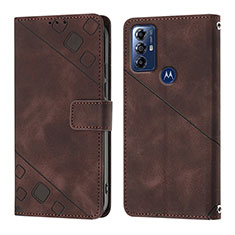 Funda de Cuero Cartera con Soporte Carcasa YB1 para Motorola Moto G Play Gen 2 Marron