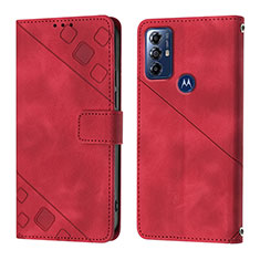 Funda de Cuero Cartera con Soporte Carcasa YB1 para Motorola Moto G Play Gen 2 Rojo