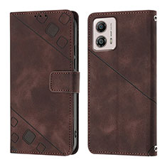 Funda de Cuero Cartera con Soporte Carcasa YB1 para Motorola Moto G53 5G Marron