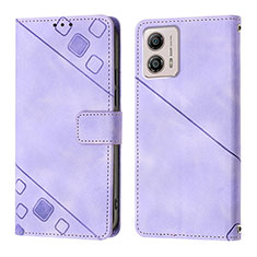 Funda de Cuero Cartera con Soporte Carcasa YB1 para Motorola Moto G53y 5G Morado