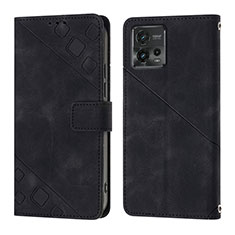 Funda de Cuero Cartera con Soporte Carcasa YB1 para Motorola Moto G72 Negro