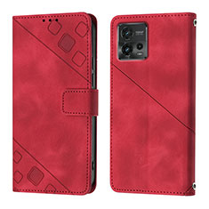 Funda de Cuero Cartera con Soporte Carcasa YB1 para Motorola Moto G72 Rojo