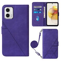 Funda de Cuero Cartera con Soporte Carcasa YB1 para Motorola Moto G73 5G Morado