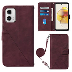 Funda de Cuero Cartera con Soporte Carcasa YB1 para Motorola Moto G73 5G Rojo