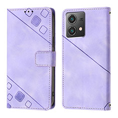 Funda de Cuero Cartera con Soporte Carcasa YB1 para Motorola Moto G84 5G Morado