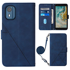 Funda de Cuero Cartera con Soporte Carcasa YB1 para Nokia C02 Azul