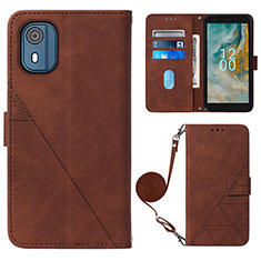 Funda de Cuero Cartera con Soporte Carcasa YB1 para Nokia C02 Marron