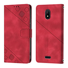 Funda de Cuero Cartera con Soporte Carcasa YB1 para Nokia C100 Rojo