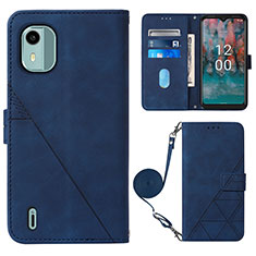 Funda de Cuero Cartera con Soporte Carcasa YB1 para Nokia C12 Plus Azul