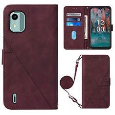 Funda de Cuero Cartera con Soporte Carcasa YB1 para Nokia C12 Plus Rojo