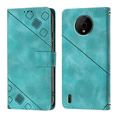 Funda de Cuero Cartera con Soporte Carcasa YB1 para Nokia C200 Verde