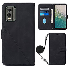 Funda de Cuero Cartera con Soporte Carcasa YB1 para Nokia C210 Negro