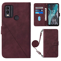 Funda de Cuero Cartera con Soporte Carcasa YB1 para Nokia C22 Rojo