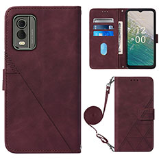 Funda de Cuero Cartera con Soporte Carcasa YB1 para Nokia C32 Rojo