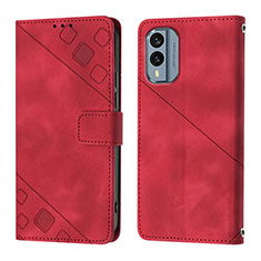 Funda de Cuero Cartera con Soporte Carcasa YB1 para Nokia X30 5G Rojo