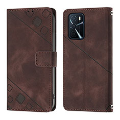 Funda de Cuero Cartera con Soporte Carcasa YB1 para Oppo A16s Marron