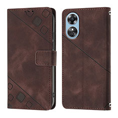 Funda de Cuero Cartera con Soporte Carcasa YB1 para Oppo A17 Marron