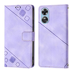 Funda de Cuero Cartera con Soporte Carcasa YB1 para Oppo A17 Morado