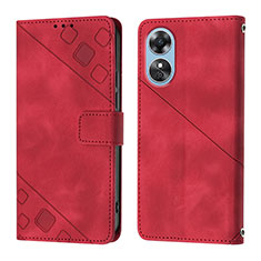 Funda de Cuero Cartera con Soporte Carcasa YB1 para Oppo A17 Rojo