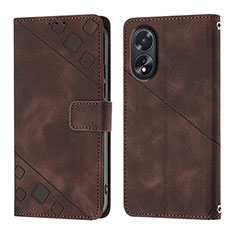 Funda de Cuero Cartera con Soporte Carcasa YB1 para Oppo A18 Marron