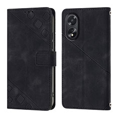 Funda de Cuero Cartera con Soporte Carcasa YB1 para Oppo A18 Negro