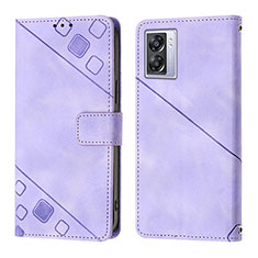 Funda de Cuero Cartera con Soporte Carcasa YB1 para Oppo A57 5G Morado