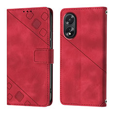 Funda de Cuero Cartera con Soporte Carcasa YB1 para Oppo A58 4G Rojo