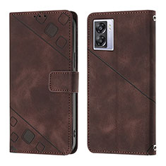 Funda de Cuero Cartera con Soporte Carcasa YB1 para Oppo A77 5G Marron