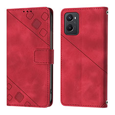 Funda de Cuero Cartera con Soporte Carcasa YB1 para Oppo A96 4G Rojo