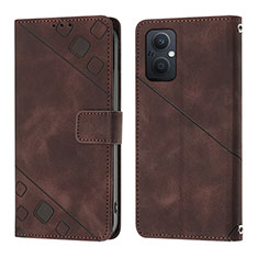 Funda de Cuero Cartera con Soporte Carcasa YB1 para Oppo A96 5G Marron