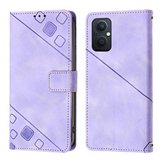 Funda de Cuero Cartera con Soporte Carcasa YB1 para Oppo A96 5G Morado