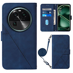 Funda de Cuero Cartera con Soporte Carcasa YB1 para Oppo Find X6 5G Azul