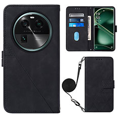 Funda de Cuero Cartera con Soporte Carcasa YB1 para Oppo Find X6 Pro 5G Negro