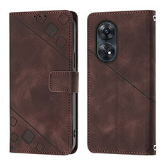 Funda de Cuero Cartera con Soporte Carcasa YB1 para Oppo Reno8 T 4G Marron