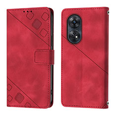 Funda de Cuero Cartera con Soporte Carcasa YB1 para Oppo Reno8 T 4G Rojo